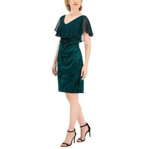 Womens Velvet Chiffon Cocktail and Party Dress - Picture 1 of 3